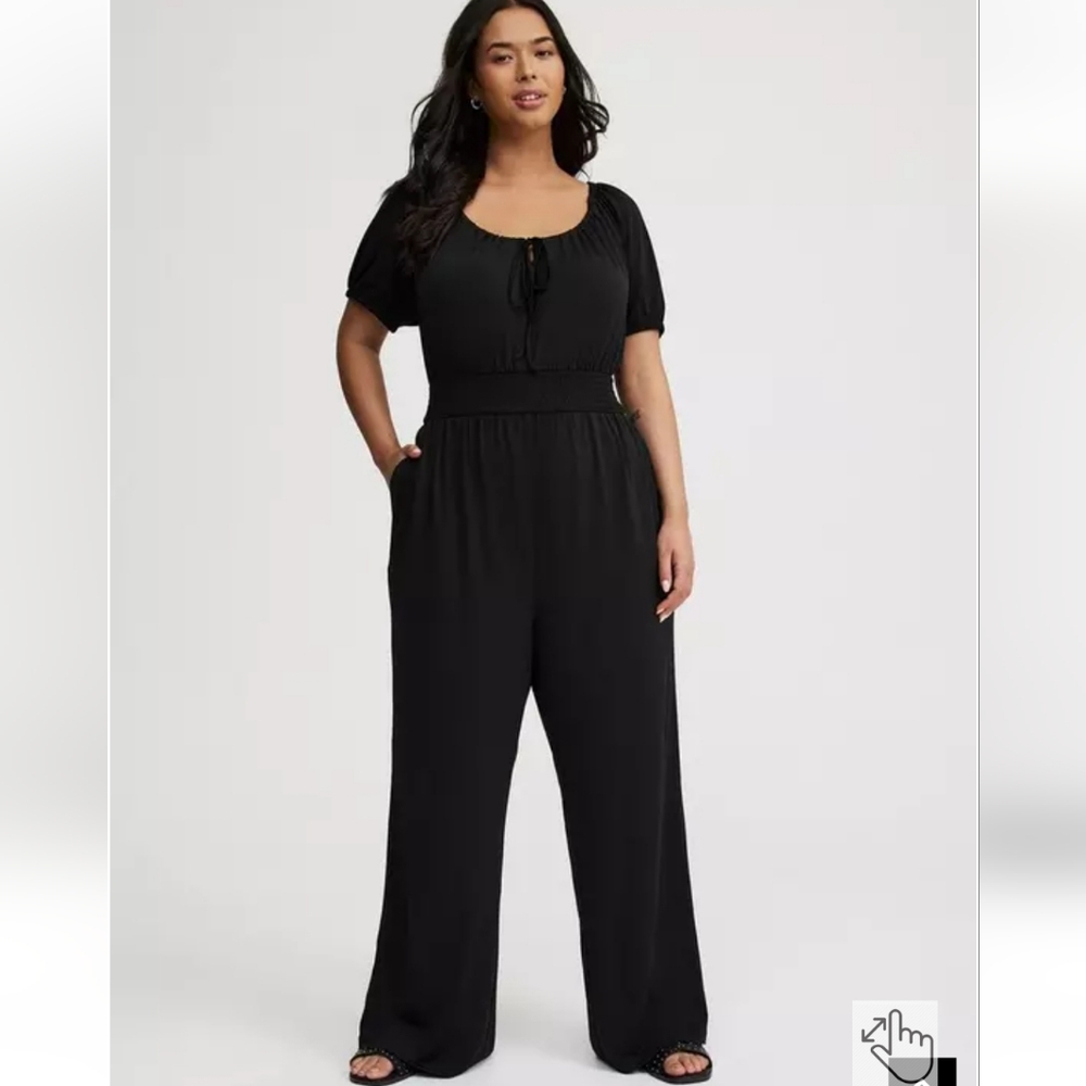 Torrid Puff Sleeve Black Jumpsuit